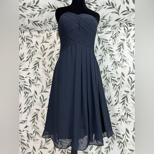 Dark Blue Strapless Bridesmaid‎ Cocktail Party wedding Guest Dress Sz S 6 NWT #7